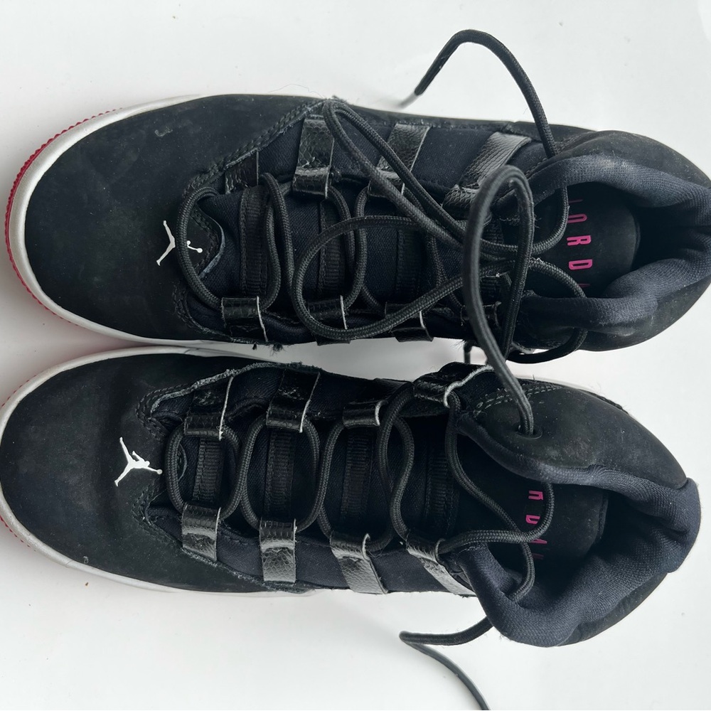 Jordan Black Sneakers size 2Y with Pink Accents